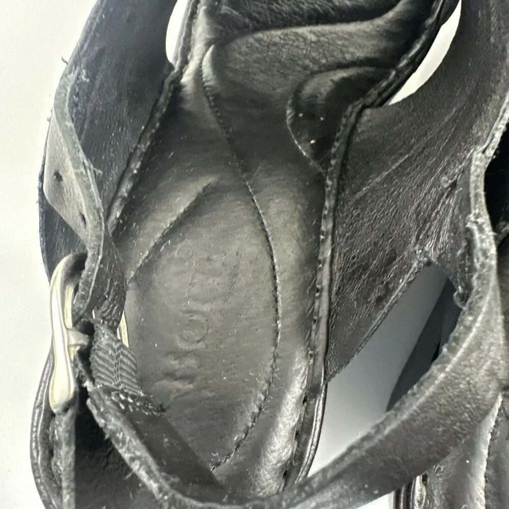Born Emmy II Platform Slingback Sandal Black‎ Leather Buckle Straps Womens 10